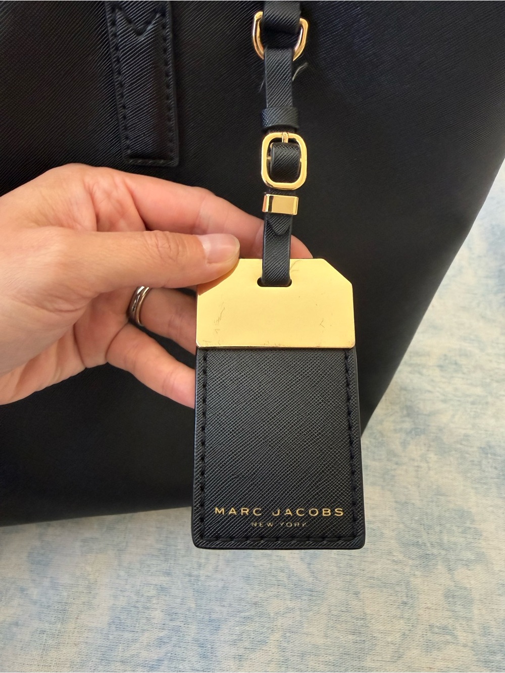 Marc Jacobs Black Leather Tote with Gold Tag - Picture 7 of 7